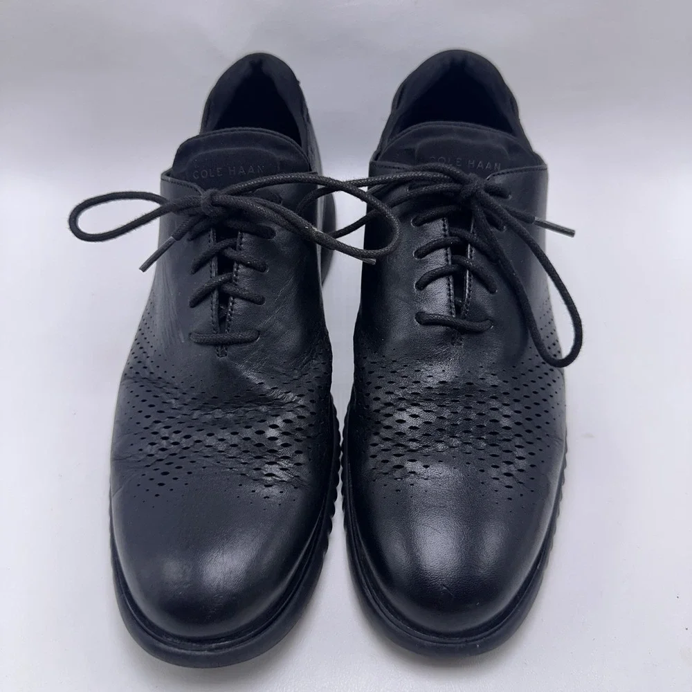 Cole Haan Men's 2.ZeroGrand Lined Laser Wingtip Oxford Black C23832 Size 12M